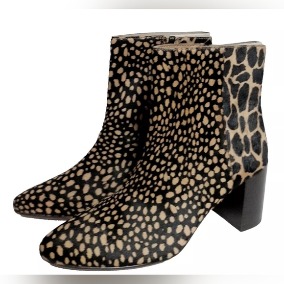 Madewell Women's Ankle Boots Size 7M Spot Mix Calf Hair Toffee Multi-Color NIB - Picture 5 of 10
